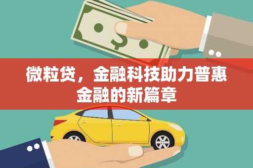 盐湖微粒贷，金融科技助力普惠金融的新篇章